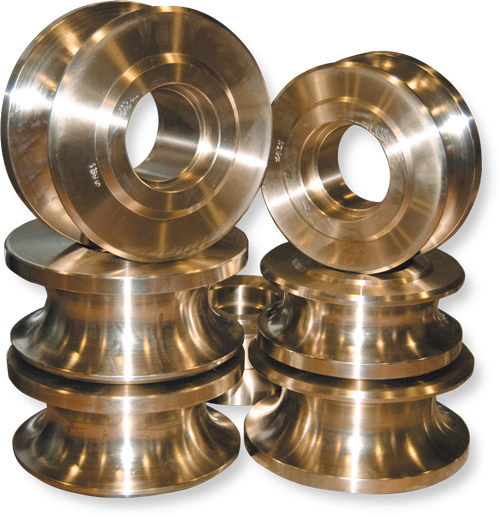 Bronze rolls for production of titanium tubes.